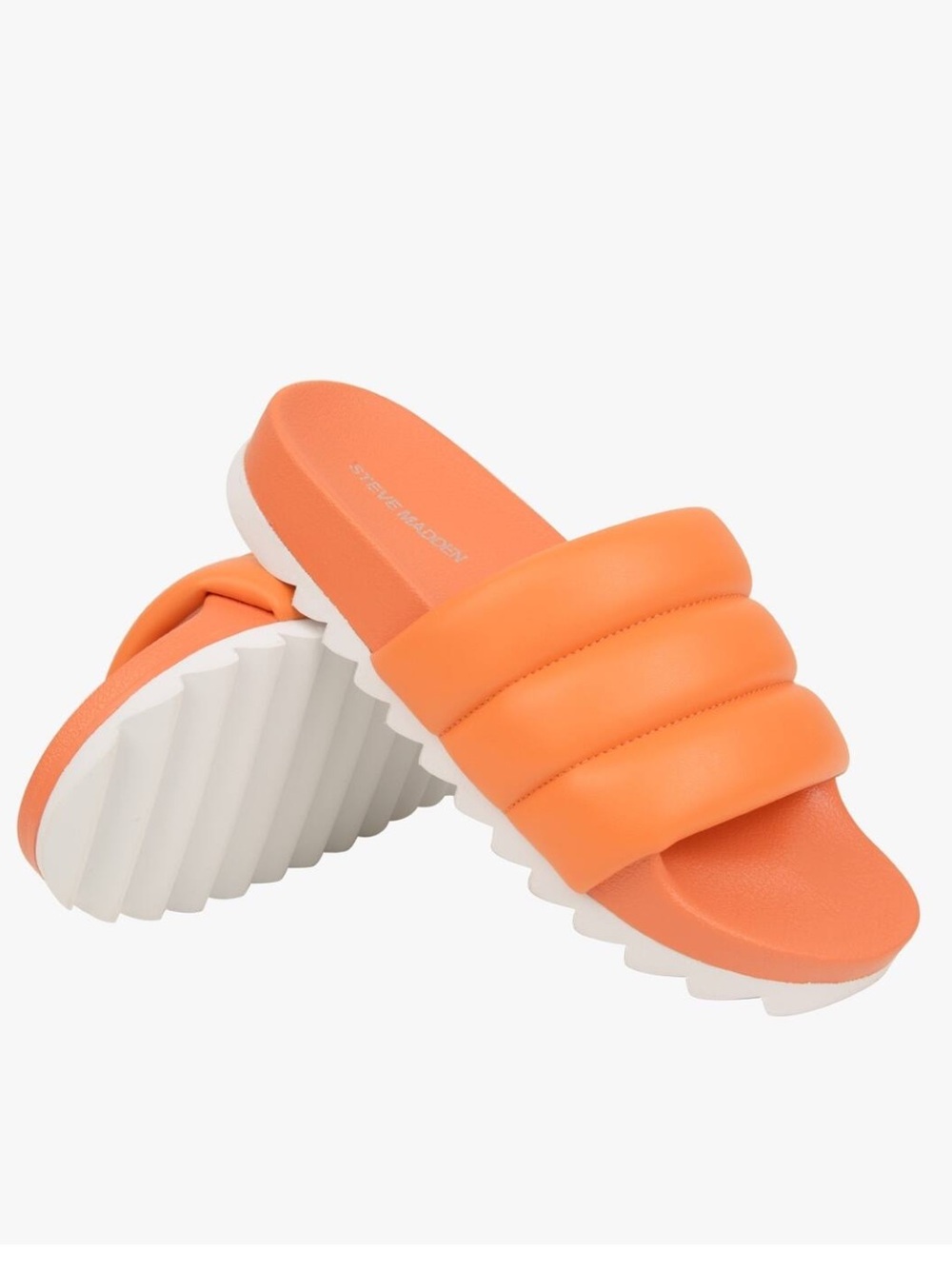 Steve Madden Women's Orange Padded Slide Sandals Size 8 Like New